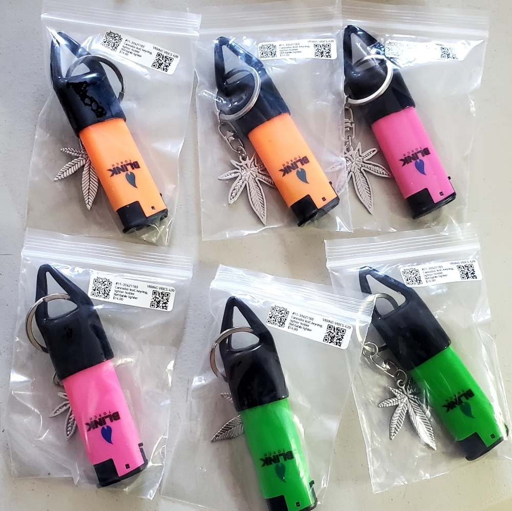 Lighter Holder Keychain Set Refilable Lighter Choice Of Color 1 Piece Set